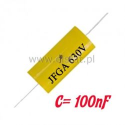 Kondensator poliestrowy 0,1uF/630VDC 10% osiowy