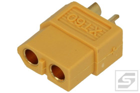 Gniazdo XT60U-F/2-toru;60A;500V; proste;żółty;lutowane;Amass