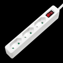 LPS230 Socket outlet 3-way with switch, slim, 1.5m, white