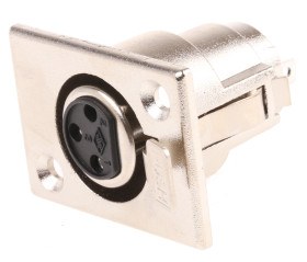 Złącze XLR 3 -pinowe Montaż na panelu Żeński Naturalny
