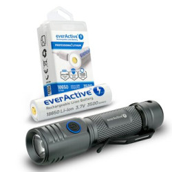 ZESTAW Latarka LED everActive FL-2000R Buddy + Akumulator everActive 18650 3,7V Li-ion 3500mAh micro USB