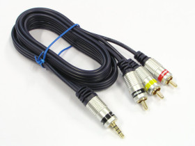 Kabel JACK 3.5 4pin - 3RCA 1.5m VITALCO (masa na 3 pinie)