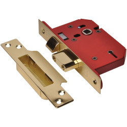 UNION StrongBOLT 2205S 5 Lever Mortice Sashlock Polished Brass 81mm 3in Visi