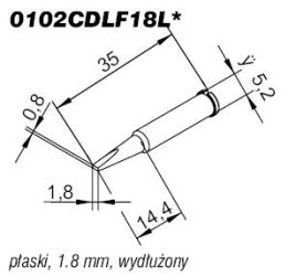 GROT ERSA 1,8mm, płaski wydłużony 0102CDLF18L