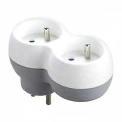 Rozgałęźnik 2x2P+Z, biało-szary,OR-AE-13238