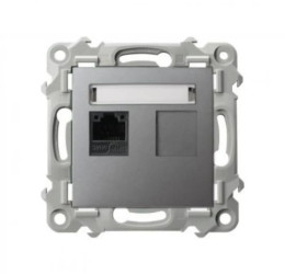 SZAFIR Gniazdo komputerowe pojedyncze, kat. 5e MMC szary mat GPK-1Z/K/m/70