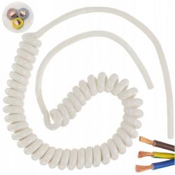 Przewód OMY spiralny 3x0,75mm2 kabel H03VVH8-F biały 0,3m / 1,7m