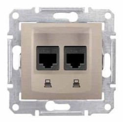 Sedna Gniazdo komputerowe podwójne RJ45 kat.5e UTP satynowe SDN4400168