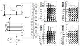 4-Wire Interfaced, 2.7V to 5.5V, 4-Digit 5 x 7 Matrix LED Display Driver
