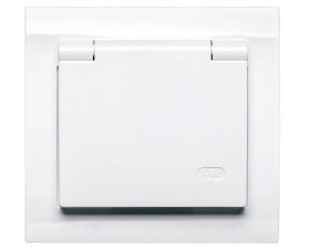 KIER Gniazdo bryzgoszczelne z/u IP44 z przesłonami klapka biała GPH-1WZP/00/w