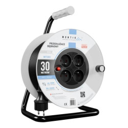 Przedłużacz bębnowy MT103-30 4x2p+Z IP20 16A 3x1,5 30m Montis czarny