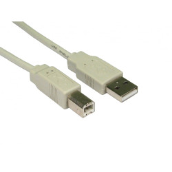 Kabel USB Złącze A USB A Złącze B USB B dł. 5m Przewód przedłużający USB USB 2.0 kolor: Beżowy
