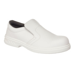 Shoe Slip On White Microfibre Upper Pu S