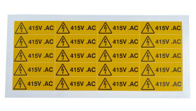 Etykieta bezpieczeństwa Czarny/żółty opis Niebezpieczeństwo elektryczne tekst 415V AC