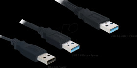 82908 Delock USB 3.0 A plug > USB 3.0 A plug + USB 2.0 A plug cable