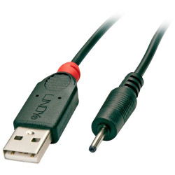 LINDY 70265 USB cable USB 2.0 USB-A to 2.5 mm DC 1.50 m Black