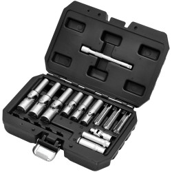 Draper 12397 Thin Wall PSG Glow Plug Socket Set, 3/8&quot; &amp; 1/4&quot; Sq. Dr. 18 Pcs