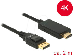85317 Delock cable DP 1.2 male &gt; HDMI-a male, black, 2 m