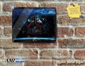 Eye-Catching ATARI Logo - Rustic - Metal Sign