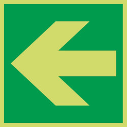 Znak wyjścia, Tworzywo sztuczne, Zielony/biały, Nite-Glo Left Arrow, Opis: WYJŚCIE POŻAROWE
