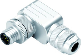 Plug, M12, 8 pole, screw connection, screw locking, angled, 99 1487 822 08