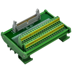 CZH-LABS DIN Rail Mount IDC-40 Male Header Connector Breakout Board Interface Module, IDC Pitch 0.1&quot;, Terminal Block Pitch