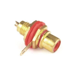 Gniazdo RCA przykręcane, złocone, czerwony znacznik
