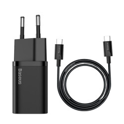 Baseus Super Si Quick Charger 1C 25W TZCCSUP-L01 szybka ładowarka sieciowa z gniazdem USB-C + kabel USB-C 1m