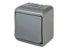 JUNIOR IP54 Wyłącznik pojedynczy podświetlany popielaty 10WHE-1L KARLIK