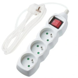 Przedłużacz elektryczny Listwa zasilająca na 3 gniazda 2P+Z z wyłącznikiem biała 5m