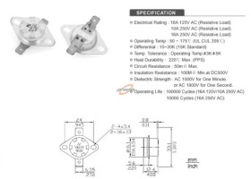 TERMOSTAT BIMET.250V 10A 40'C OT