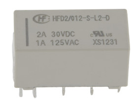 Przekaźnik sygnału, 12V dc, 3 A, DPDT, 2-polowy, montaż PCB, Hongfa Europe GMBH HFD2