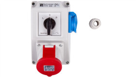 Zestaw Instalacyjny Z Gniazdem 32A 4P+2P+Z (L-0-P) Czerwony Zi05r361