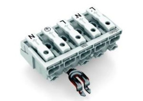 Złączka zasilająca 5-biegunowa ze stopkąmi ze stykiem PE 294-5325 /250szt./