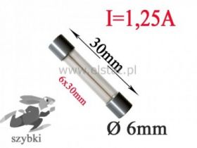 1.25A bezpiecznik szklany szybki; 6x30mm