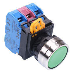 YW4B-A1E21G Green 22mm Metal Bezel Maintained Push Button Switch 2NO-1NC IP65 IDEC