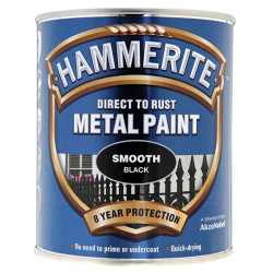Hammerite 5092966 Direct to Rust Smooth Finish Metal Paint Black 750ml
