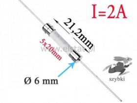 2,0A bezpiecznik ceramiczny do PCB; 5x20mm