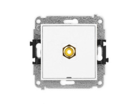 MINI Mechanizm gniazda pojedynczego RCA, bez pola opisowego (typu cinch - żółty, pozłacany) biały mat 25MGRCABO-1 KARLIK