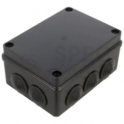 Skrzynka hermetyczna IP65 Puszka instalacyjna 150x110x70mm czarna z dławikami PG21 S-BOX 306c
