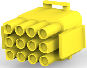 Plug housing, 12 pole, pitch 6.35 mm, straight, yellow, 1-480708-4