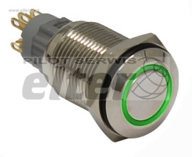 Przeł. przycisk. okrągły ON-(ON) wyst. czerw-ziel.