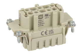 Gniazdo; Han ES; 09330102716; 10 torów; 10B; poliwęglan; proste; śrubowy; 16A; 500V; szary; srebrzone; 0,14÷2,5mm2; IP65; Hartin