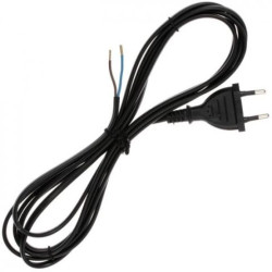 Przewód z wtyczką płaską 2x0,75mm 3m czarny