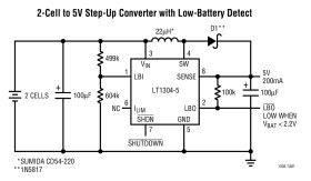 Micropower DC/DC Converters with Low-Battery Detector Active in Shutdown