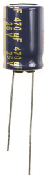 Kondensator 470μF 25V dc Radialny, Otwór przelotowy Panasonic roztaw: 5mm 10 (Dia.) x 16mm