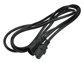 Kabel; przedłużacz; AK-PC-03A; gniazdo IEC C13 IBM proste; wtyk IEC C14 IBM prosty; 1,8m; czarny; 3 żyły; 0,50mm2; Akyga; PVC; o