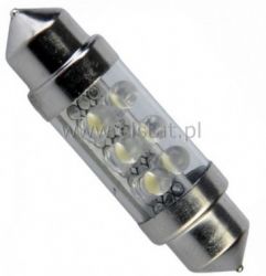 Żarówka sam. 6 LED 12V ( rurkowa) [ biała ]