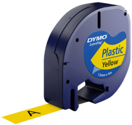 Letratag tape, 12 mm, tape yellow, font black, 4 m, S0721620