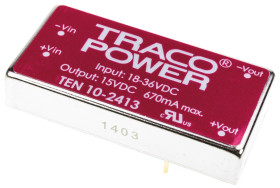 Przetwornica DC-DC, 10W, Uwe 18 → 36 V DC, Uwy 15V dc, Iwy 670mA, TRACOPOWER